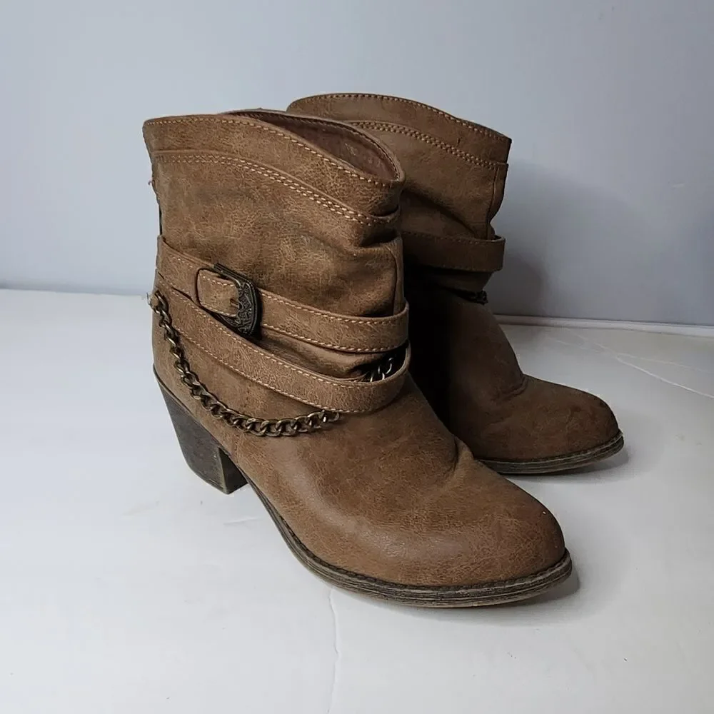 So Women Brown Bootie Boots Authentic American Heritage Size US 6.5